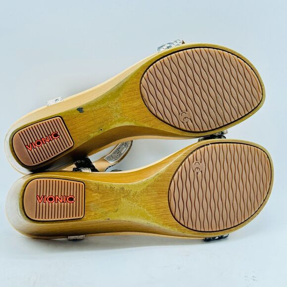 Vionic Sandals Womens 11 Brown Gray Snakeskin Wedge Ankle Buckle Straps Shoes - Picture 10 of 12